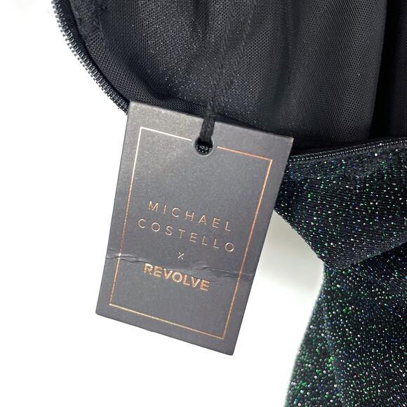 Michael Costello Jacoub Gown Green Shimmer One Shoulder Asymmetric Sz XS - Picture 12 of 12